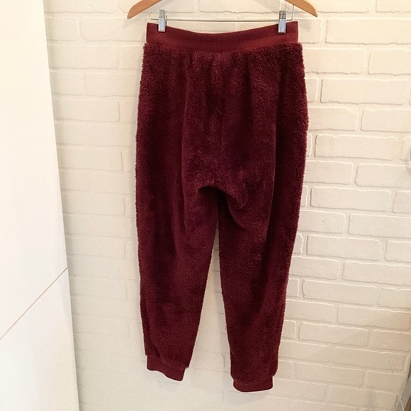 Lole Teddy Bear Joggers Lounge Pants Burgundy/Red Wine Sherpa Pockets Size M - Picture 4 of 13
